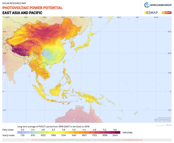 Photovoltaic Electricity Potential, East Asia and Pacific